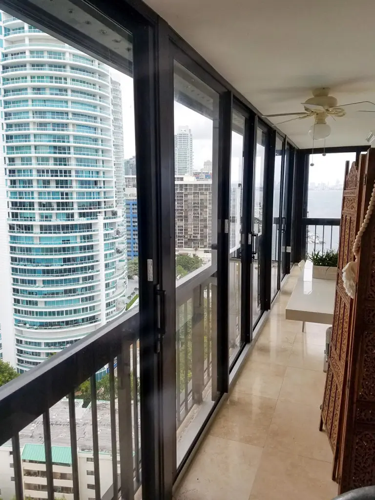 Hurricane-resistant sliding glass door in a South Florida home