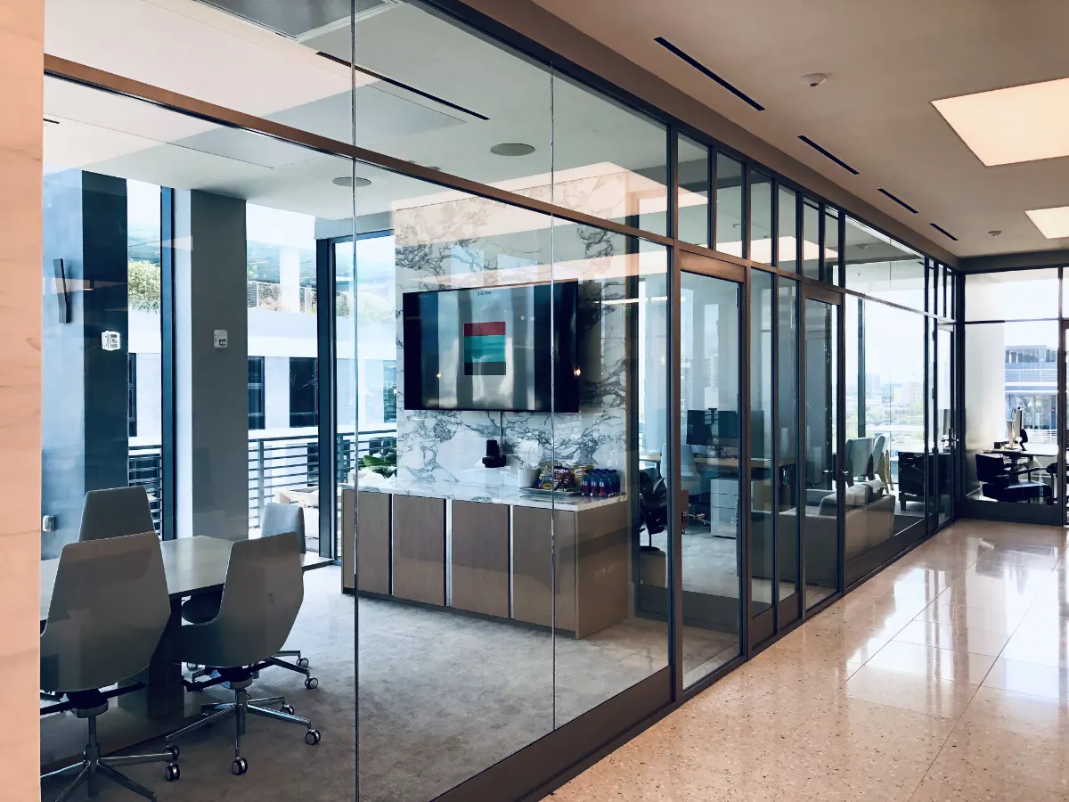 Commercial storefront glass installation for a retail space