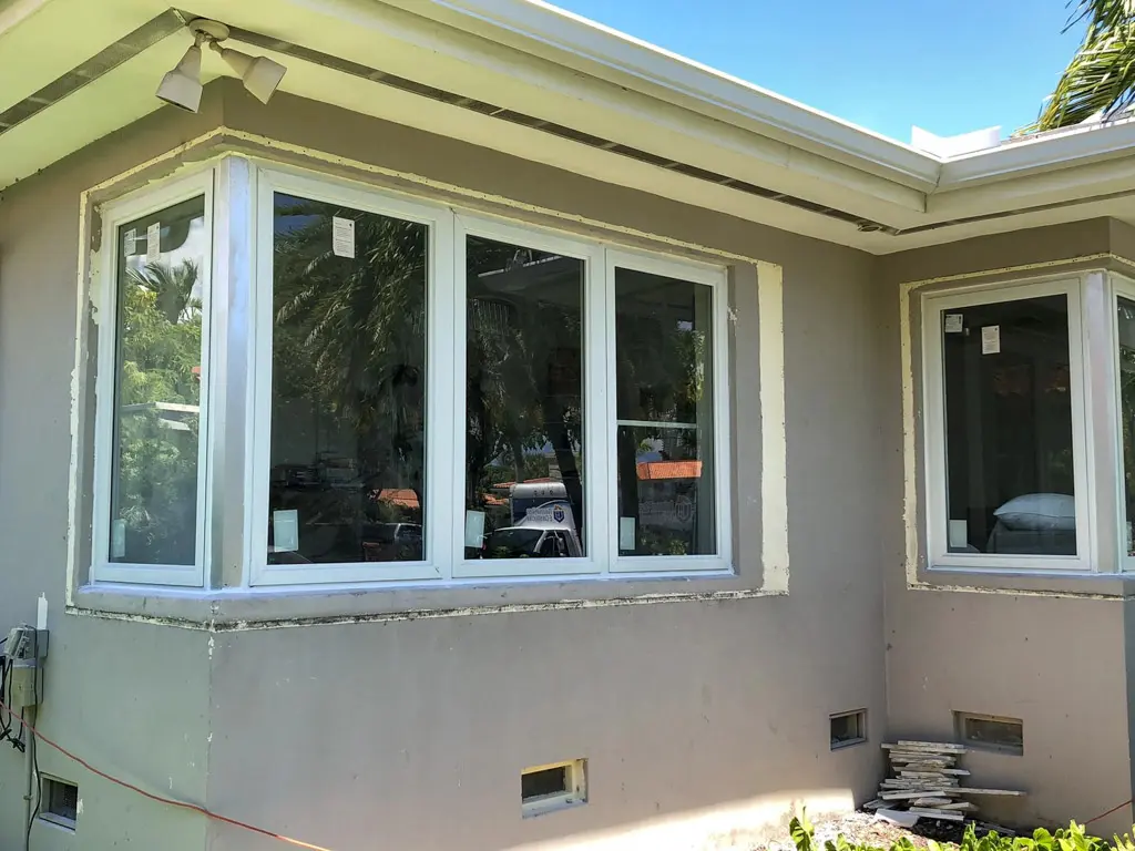 Commercial office building with impact window system